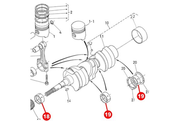 Krukaslagerset STD Kubota D650, D750, D850, D950, - Afbeelding 3