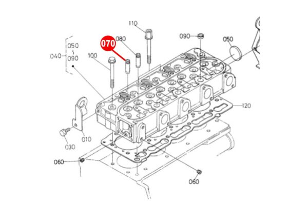 Klepgeleider (inlaat) Kubota D905, D1005, D1105, D1305, DF1005,  E75N, E75NB3, EA300, EA330, V1305, V1505, V3300, V3307, V3600, V3800, WG1005, WG1605, - Afbeelding 5