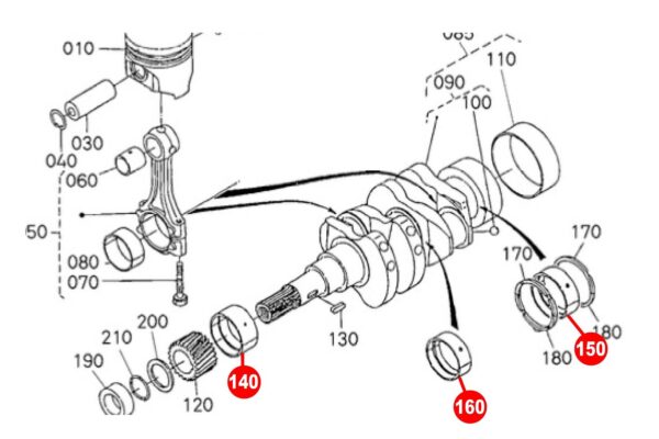 Krukaslagerset STD Kubota Z400, Z402, Z482, Aixam, - Afbeelding 3