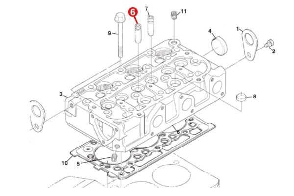 Klepgeleider (inlaat) Kubota D600, D640, D662, D722, D782, D902, Z400, Z402, Z430, Z482, ZB600, Z602, - Afbeelding 5
