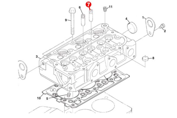 Klepgeleider (uitlaat) Kubota D600, D640, D662, D722, D782, D902, Z400, Z402, Z430, Z482, ZB600, Z602, - Afbeelding 5