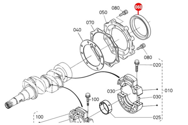 Krukaskeerring (achterste) 68x83x10 Kubota D600, D640, D650, D662, D722, D750, D782, D850, D902, D950, V1100, V1200, V1205, Z402, Z432, Z482, Z500, Z602, - Afbeelding 5