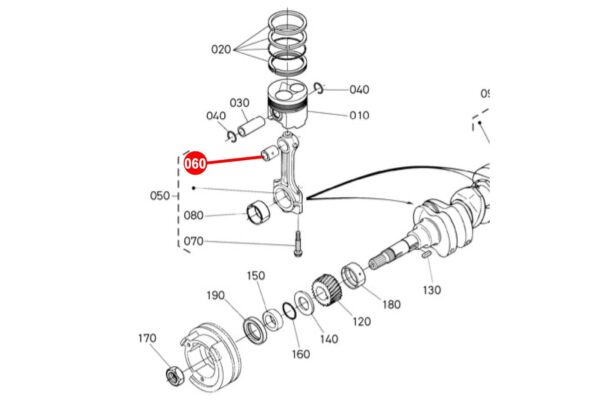 Pistonpenlager STD Kubota D1402, D1403, D1462, D1463, D1503, D1703, D1803, D1903, F2202, F2402, F2503, F2803, S2602, S2802, V1512, V1702, V1902, V1903, V2003, V2203, V2403 (Non Turbo), - Afbeelding 3