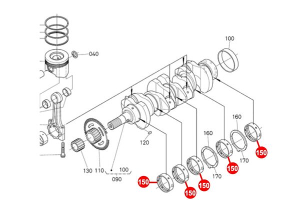 Krukaslagerset STD Kubota V3000, V3600, V3800, - Afbeelding 3