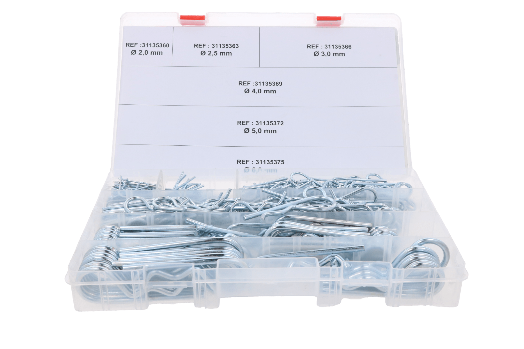 Assortiment doos 295 R-clips pennen