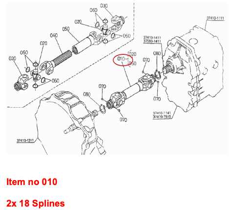 Cardanas Kubota X20, X24, GT3, GT5, GT8