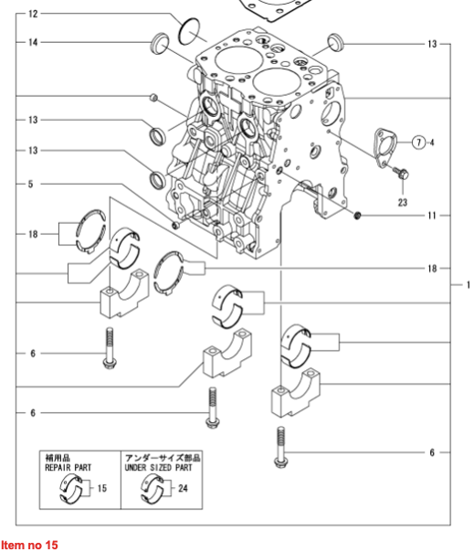 Hoofdlagerset STD Yanmar 2TN66, 2TNE68, 2TNV66, Bellier, Chatenet, Thermo King, Takeuchi, Komatsu, Etc.,
