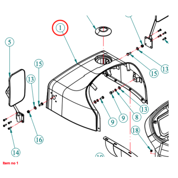 Dashbord / tankafdekking Captain 263H, Startrac 263H, (Rood)
